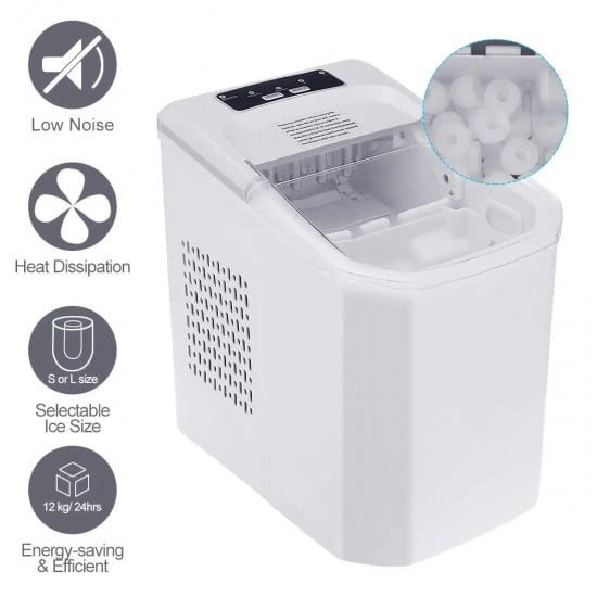 Ice Cube Machine 14 Kg Bullet Shape Portable White 2 Ice Cube Machine 14 Kg Bullet Shape Portable White - Image 2