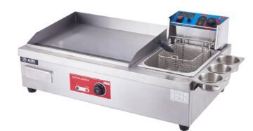 Electric Griddle Plate Plain Top With 6 Litre Deep Fryer