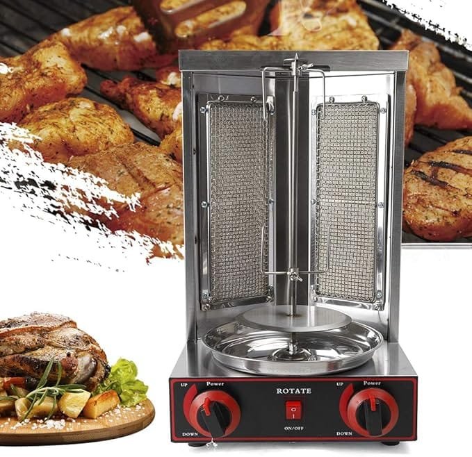 Electric Shawarma Machine Mini Double Burner Table Top With Rotation 1 Gas Shawarma Machine Double Burner Table Top With Rotaion