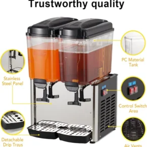 commercial cold beverage dispenser commercial juice dispenser 36l 250w 2 tanks 500x500 1